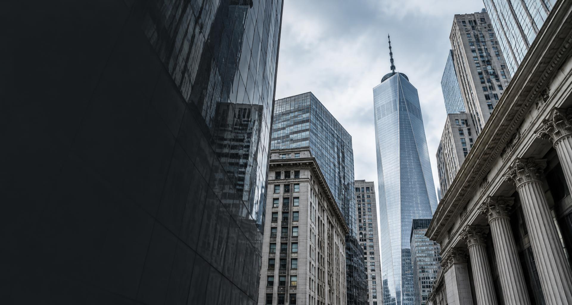 Stone and glass towers in New York’s financial district