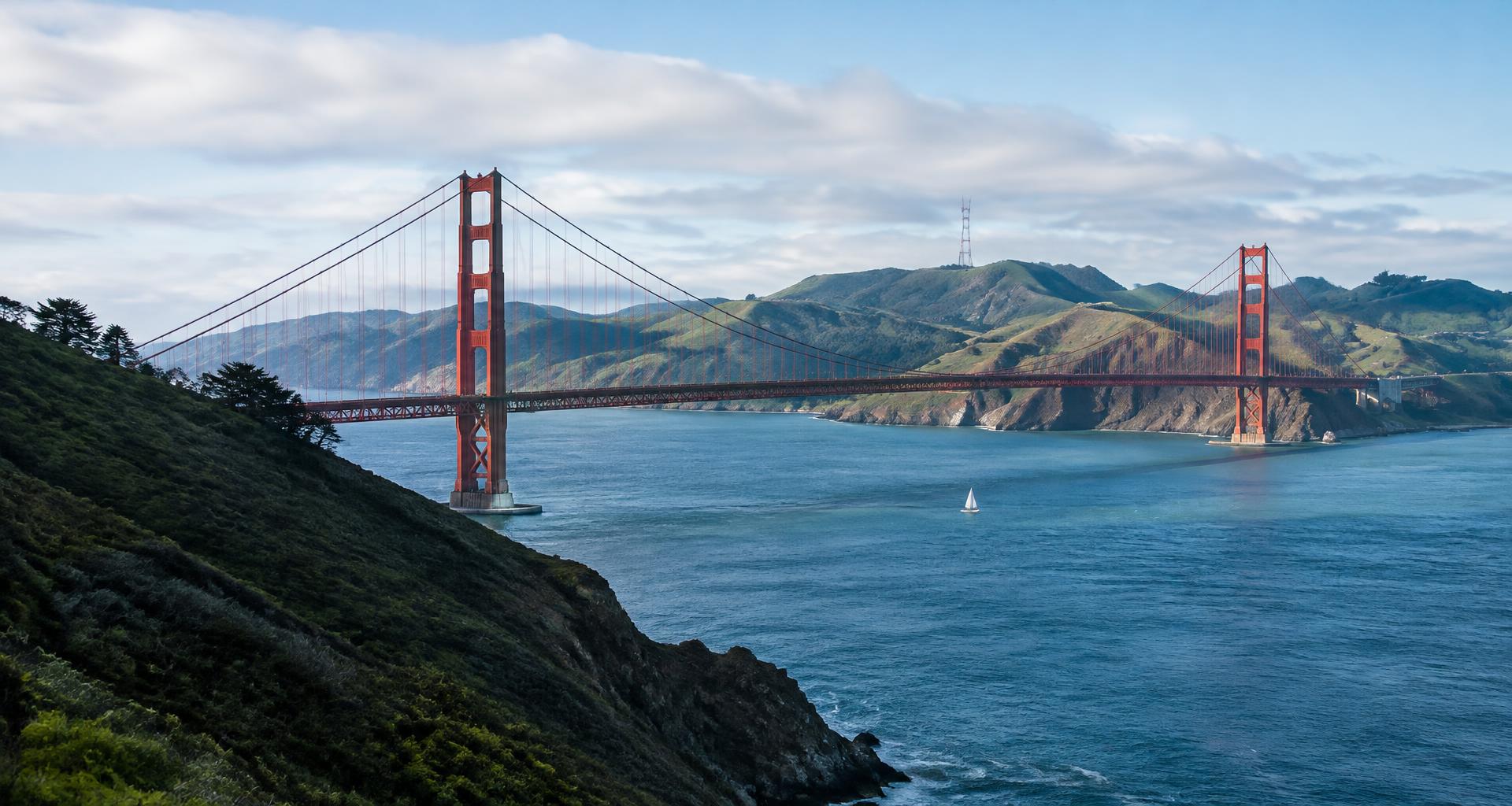 Golden Gate Bridge across San Francisco Bay and the Marin headlands